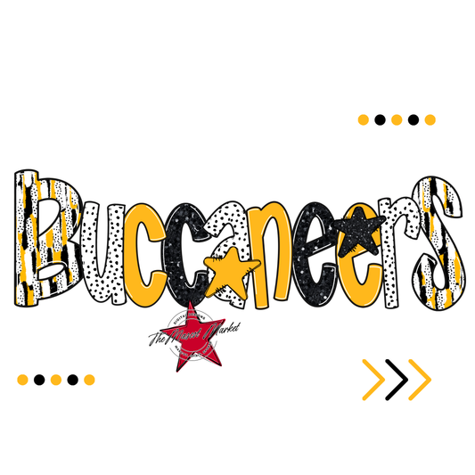 Buccaneers Brushstroke Alpha w Arrows-Yellow