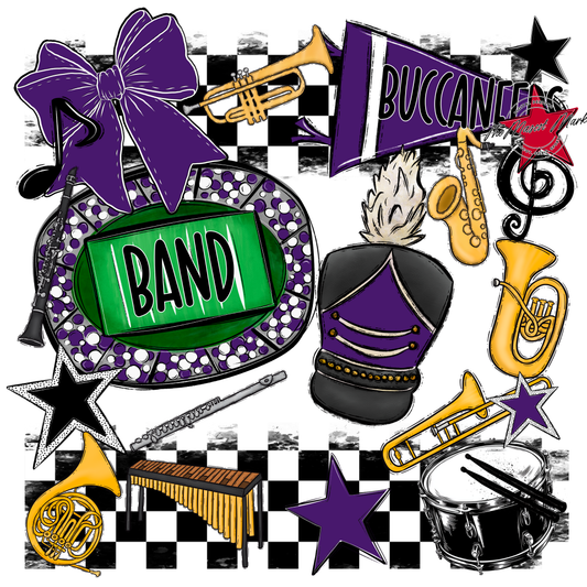Buccaneers Checkers Band Spirit Design-Purple