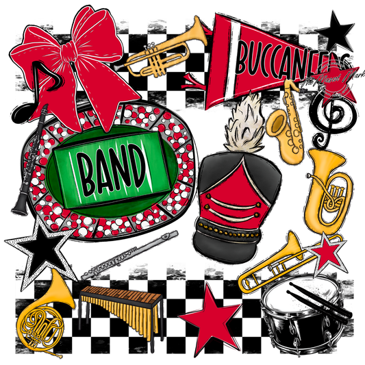 Buccaneers Checkers Band Spirit Design-Red