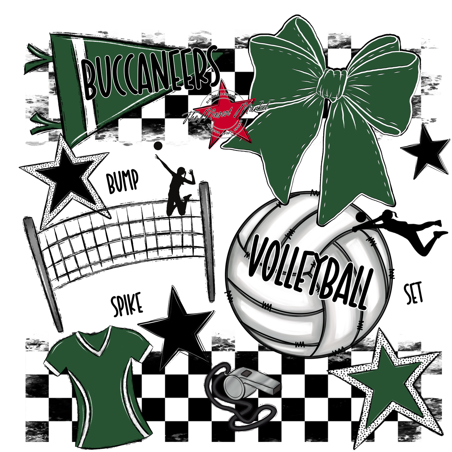 Buccaneers Checkers Volleyball Spirit Design-Green