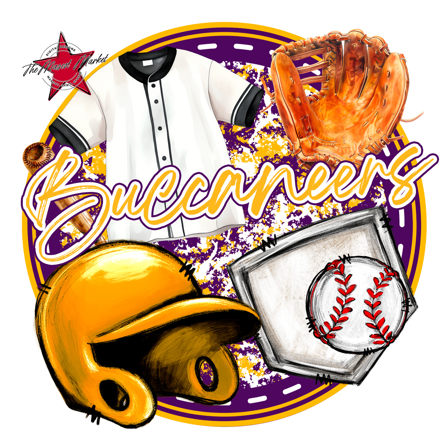Buccaneers Circle Baseball Design-Purple-Yellow