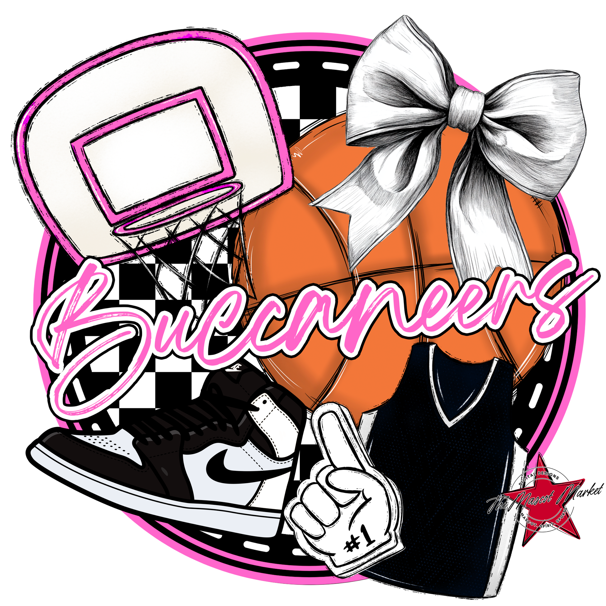 Buccaneers Circle Basketball Design-Baby Pink