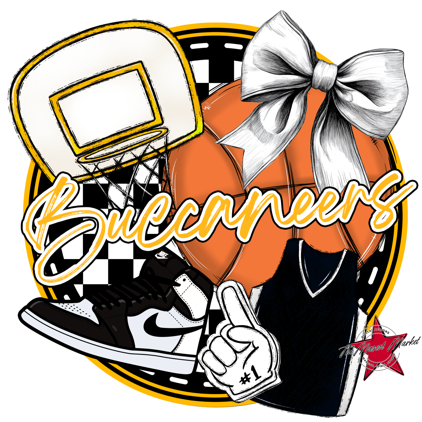 Buccaneers Circle Basketball Design-Yellow