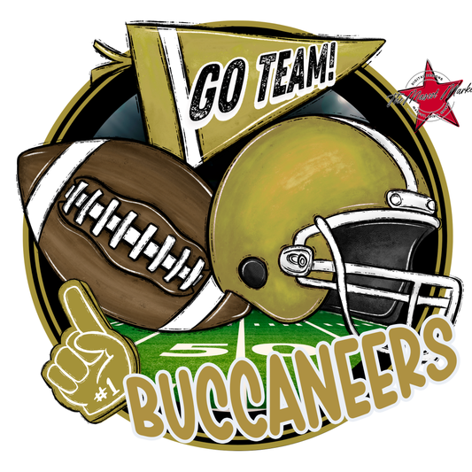 Buccaneers Circle Football Design-Gold