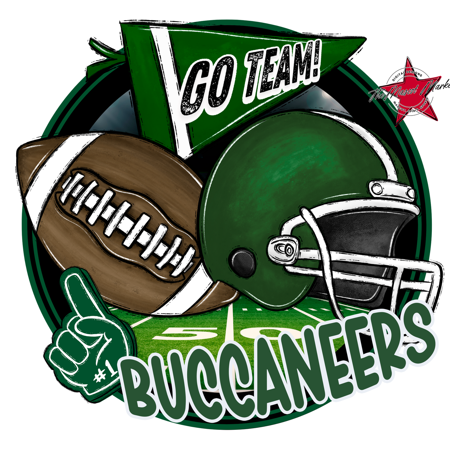 Buccaneers Circle Football Design-Green