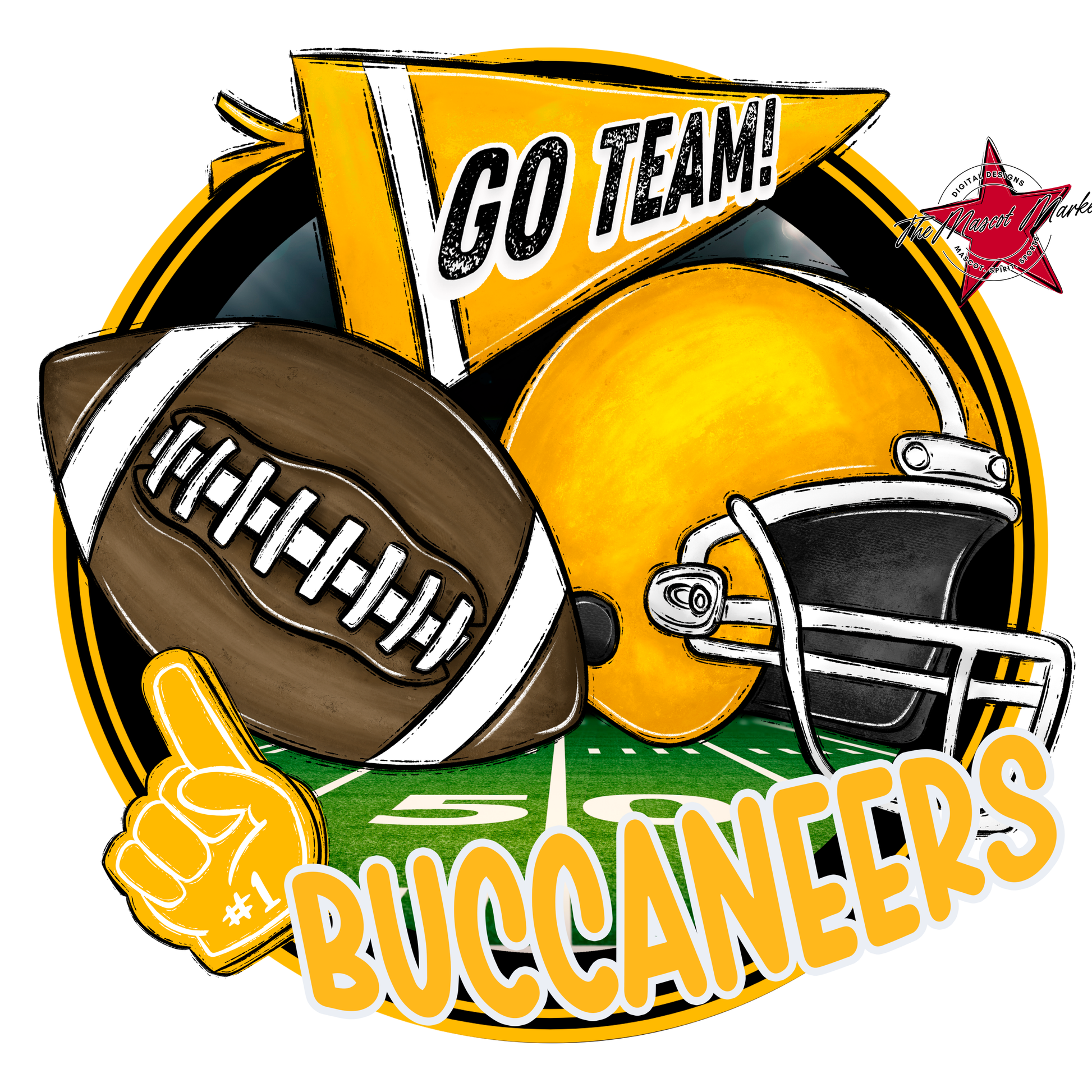 Buccaneers Circle Football Design-Yellow