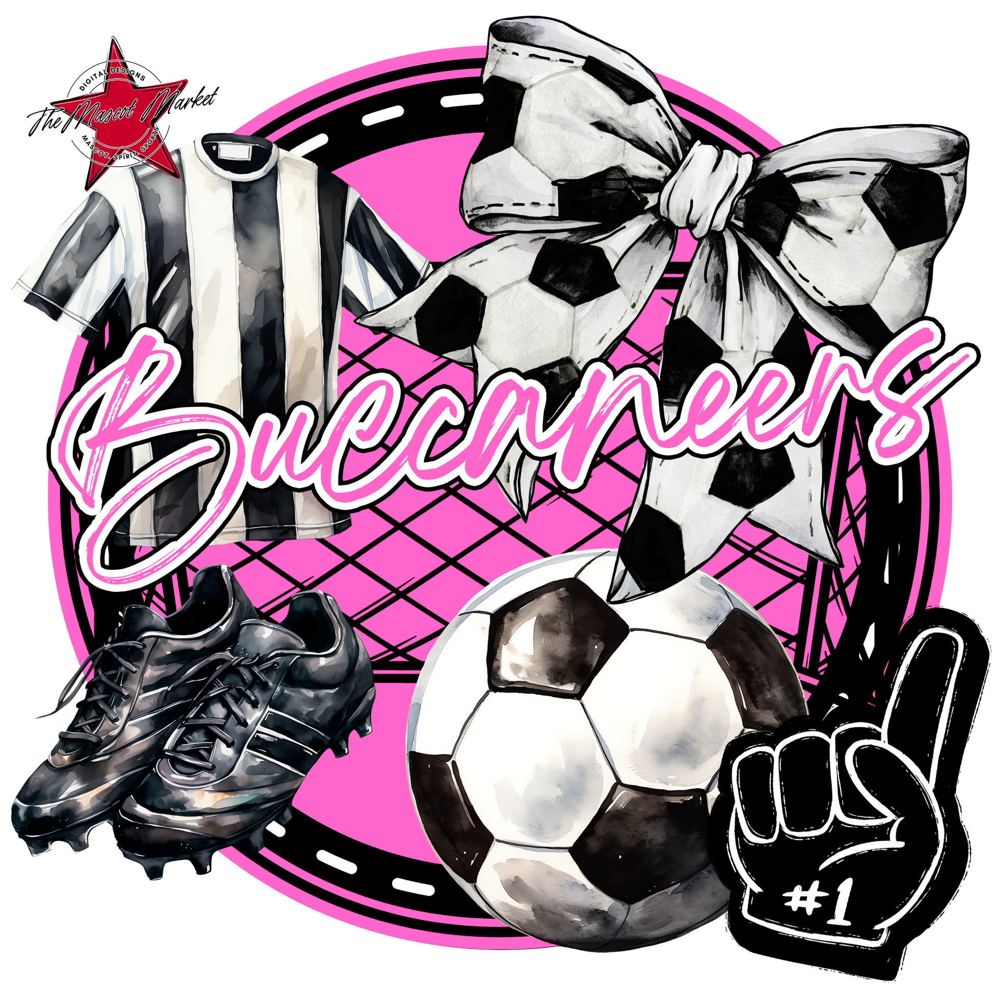 Buccaneers Circle Soccer Design-Baby Pink