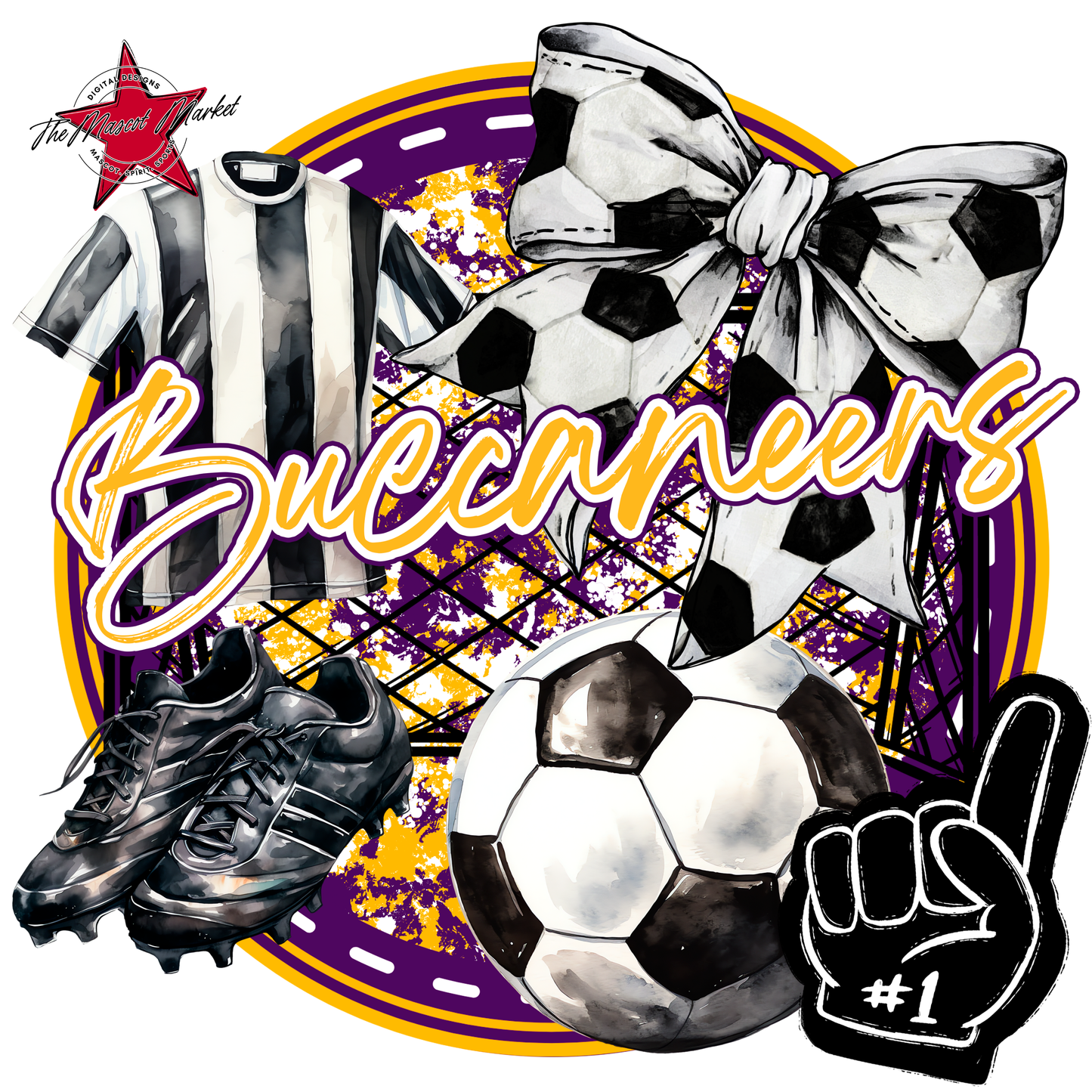 Buccaneers Circle Soccer Design-Purple-Yellow
