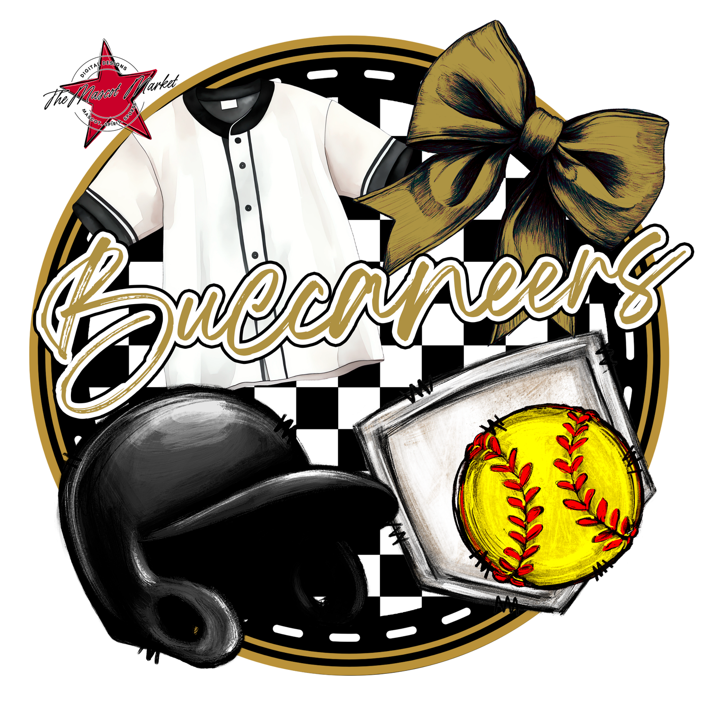 Buccaneers Circle Softball Design-Gold