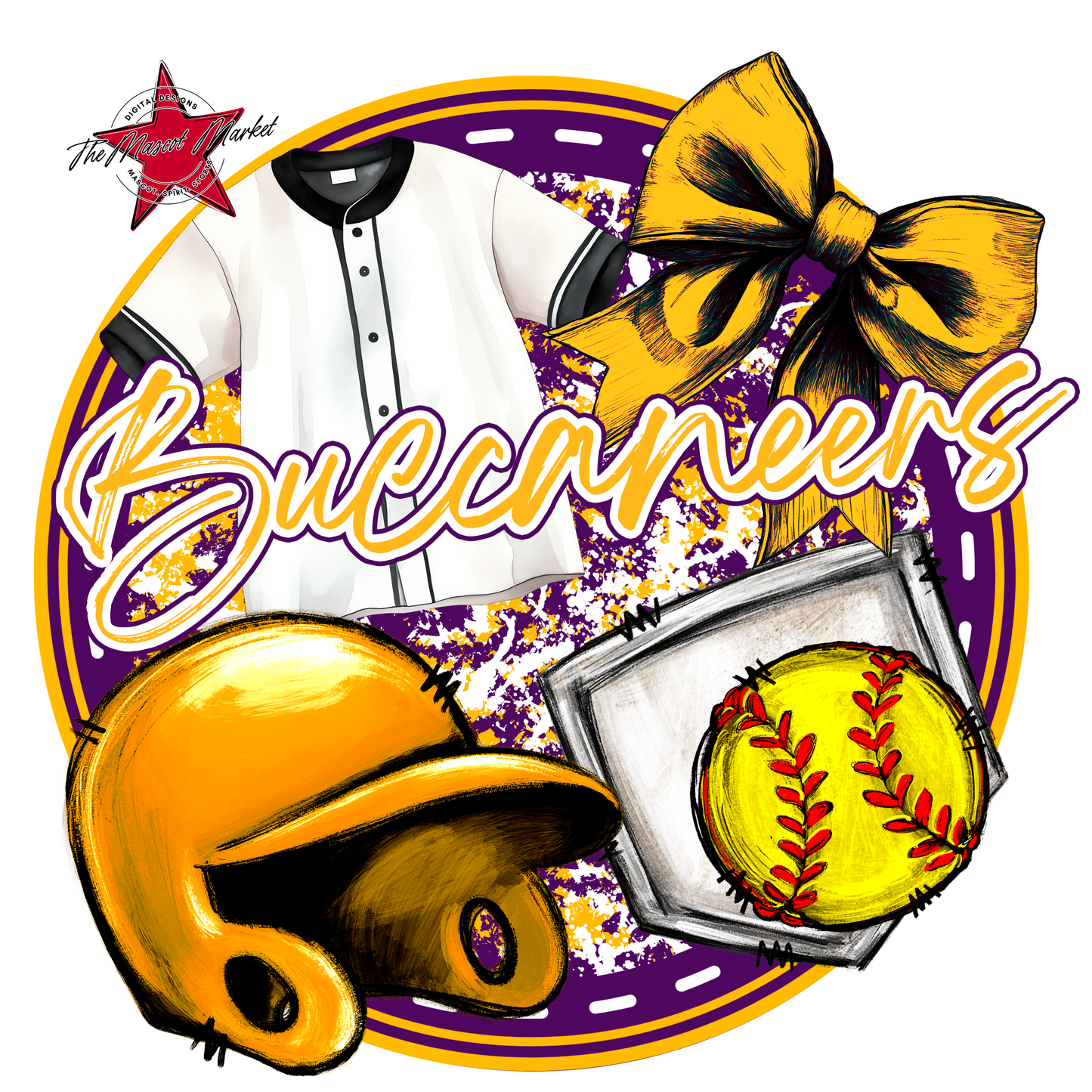 Buccaneers Circle Softball Design-Purple-Yellow