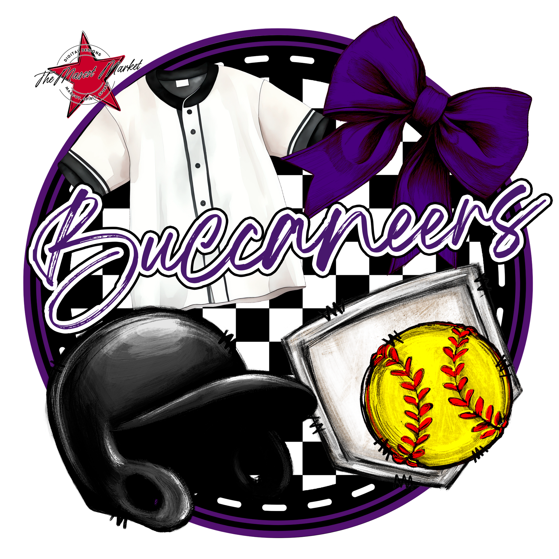 Buccaneers Circle Softball Design-Purple