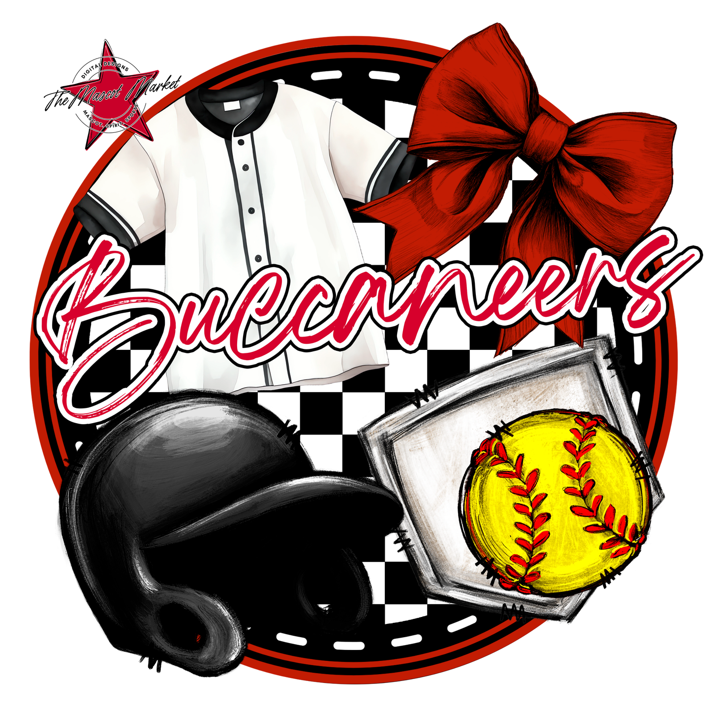 Buccaneers Circle Softball Design-Red