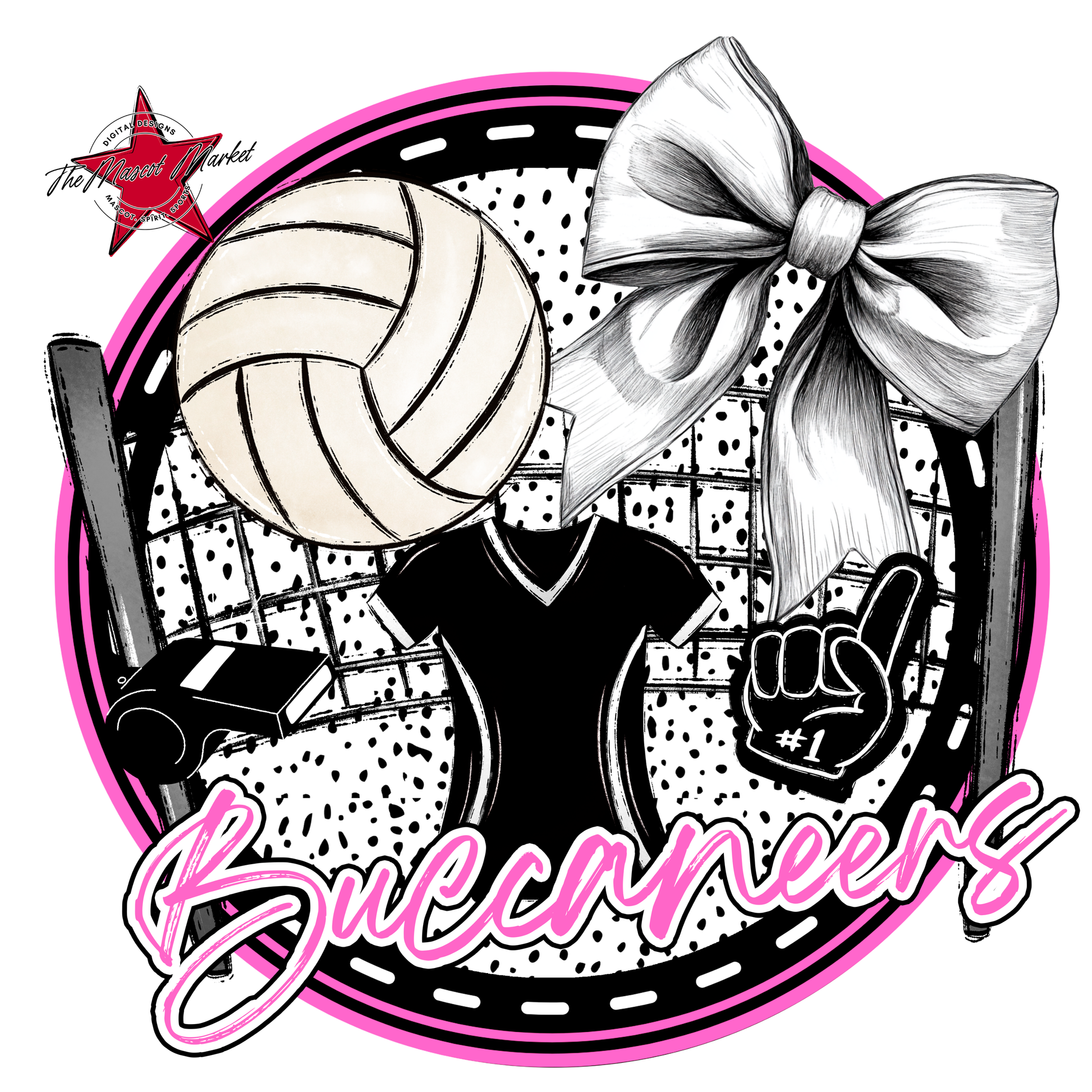 Buccaneers Circle Volleyball Design-Baby Pink