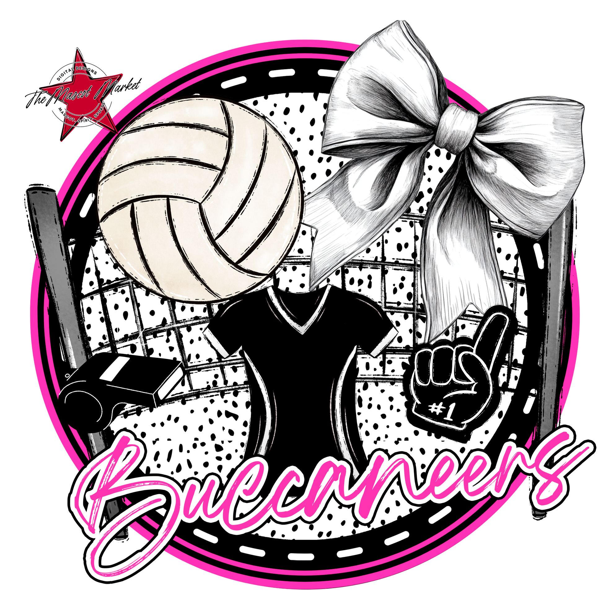 Buccaneers Circle Volleyball Design-Pink