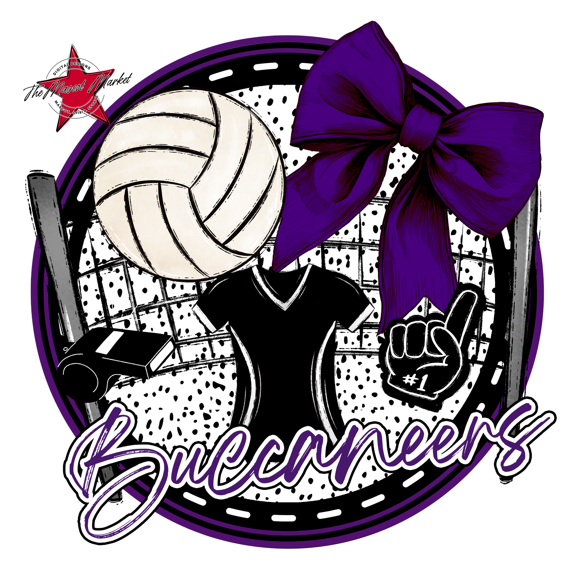 Buccaneers Circle Volleyball Design-Purple