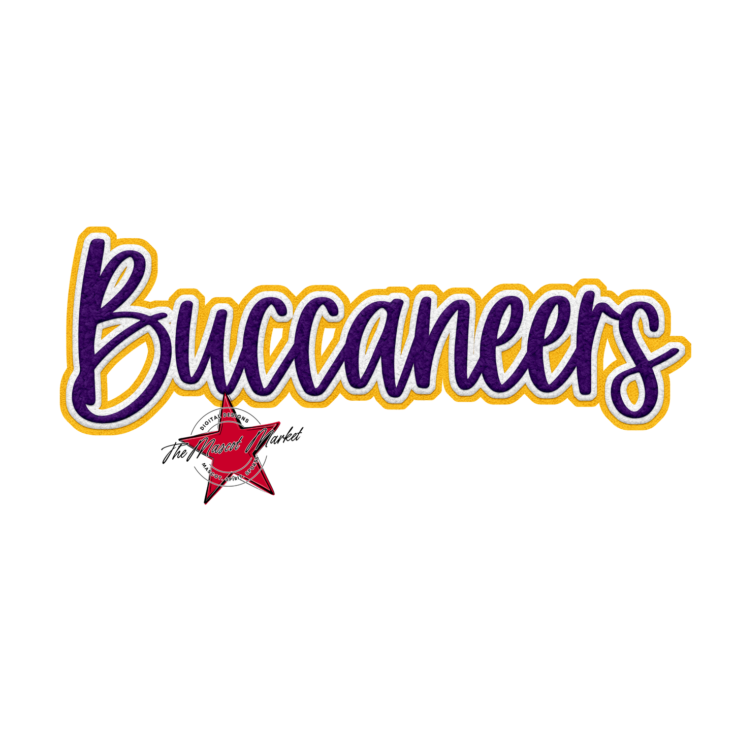 Buccaneers Faux Chenille Patch-Purple-Yellow