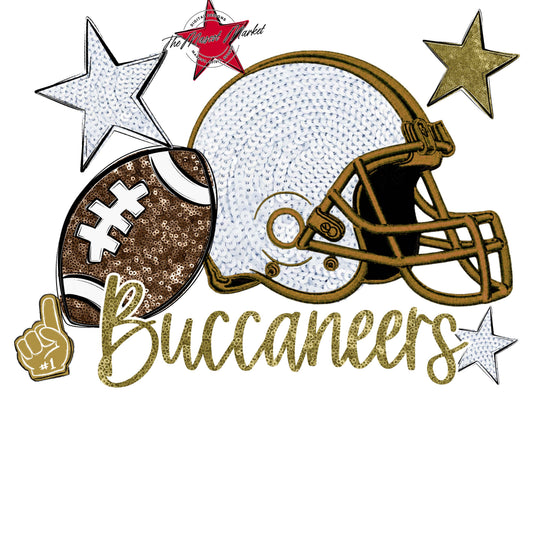 Buccaneers Football Embroidered Sequins Design-Gold