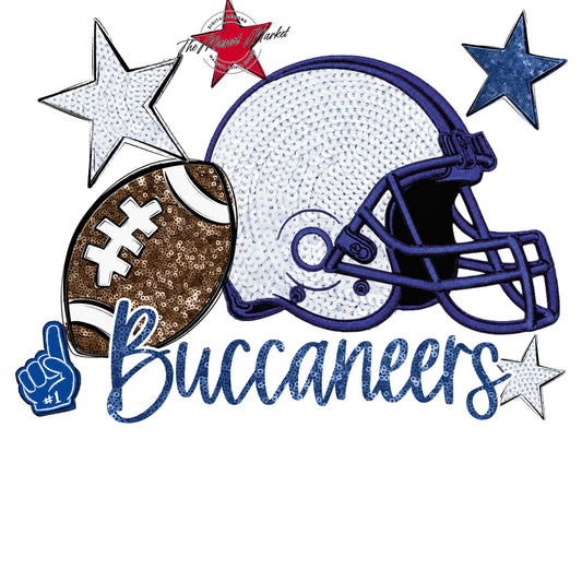 Buccaneers Football Embroidered Sequins Design-Off Blue