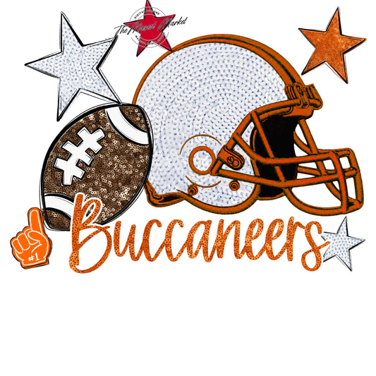 Buccaneers Football Embroidered Sequins Design-Orange