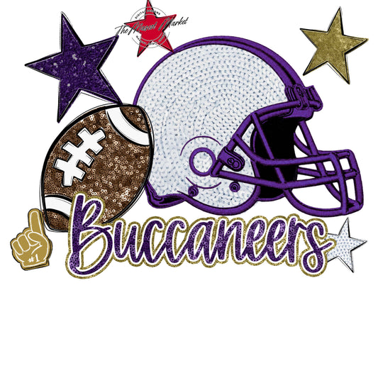 Buccaneers Football Embroidered Sequins Design-Purple & Gold