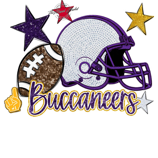 Buccaneers Football Embroidered Sequins Design-Purple & Yellow
