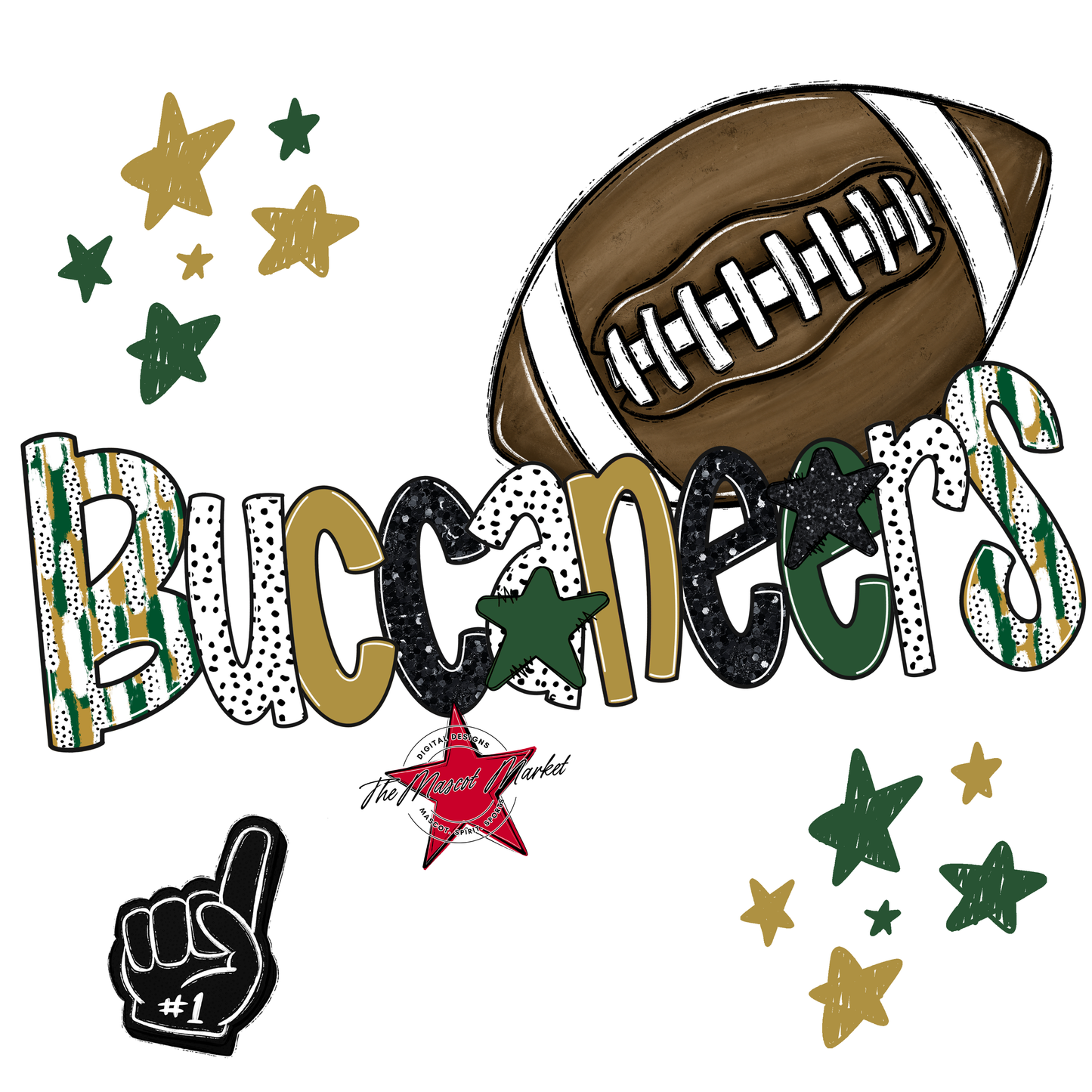 Buccaneers Football Scrape-Green-Gold