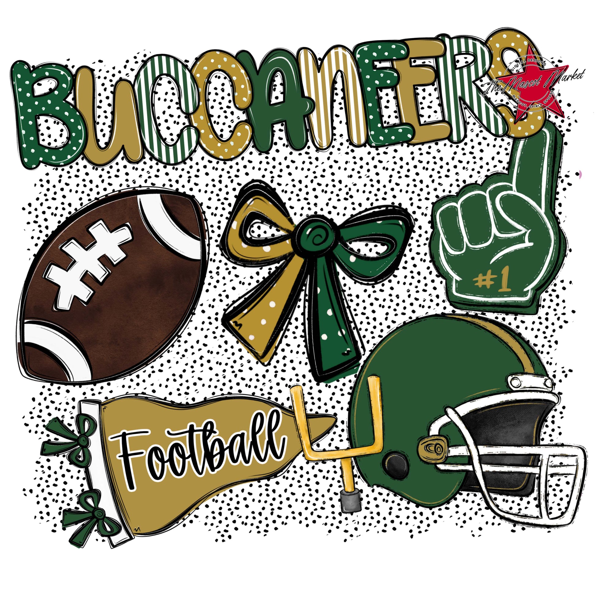 Buccaneers Football Spirit-Green & Gold