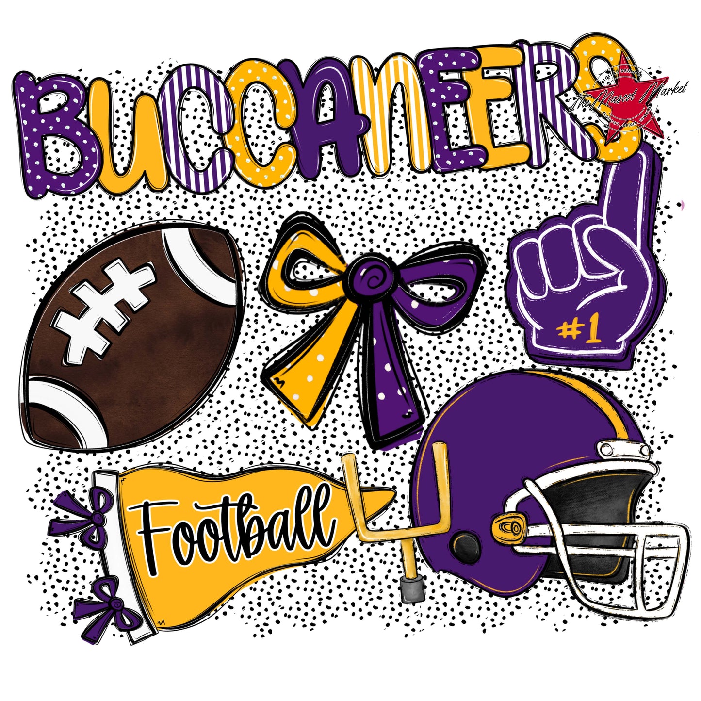 Buccaneers Football Spirit-Purple & Yellow