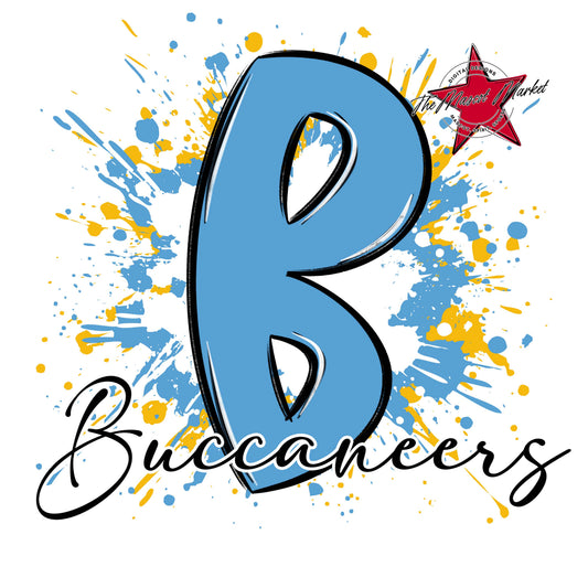 Buccaneers Mascot Splatter-Carolina Blue & Yellow