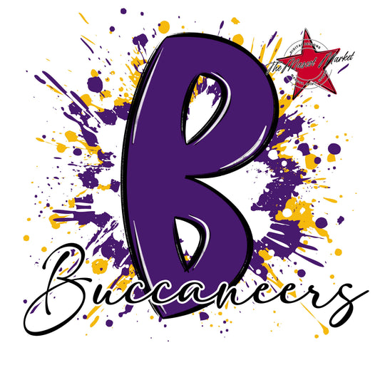 Buccaneers Mascot Splatter-Purple & Yellow