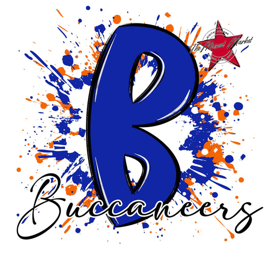 Buccaneers Mascot Splatter-Royal Blue & Orange