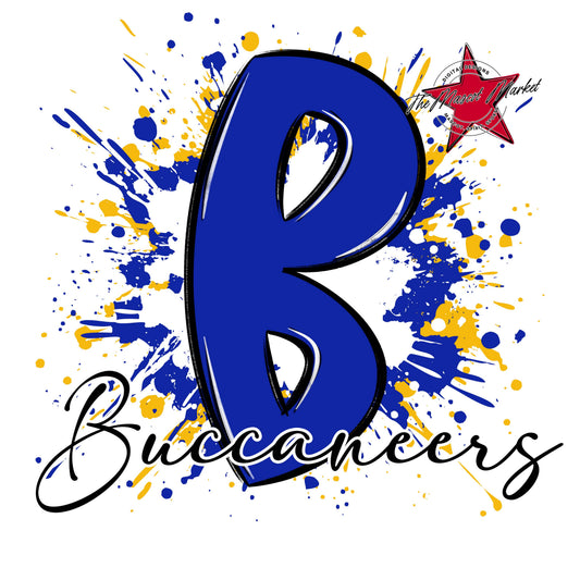 Buccaneers Mascot Splatter-Royal Blue & Yellow