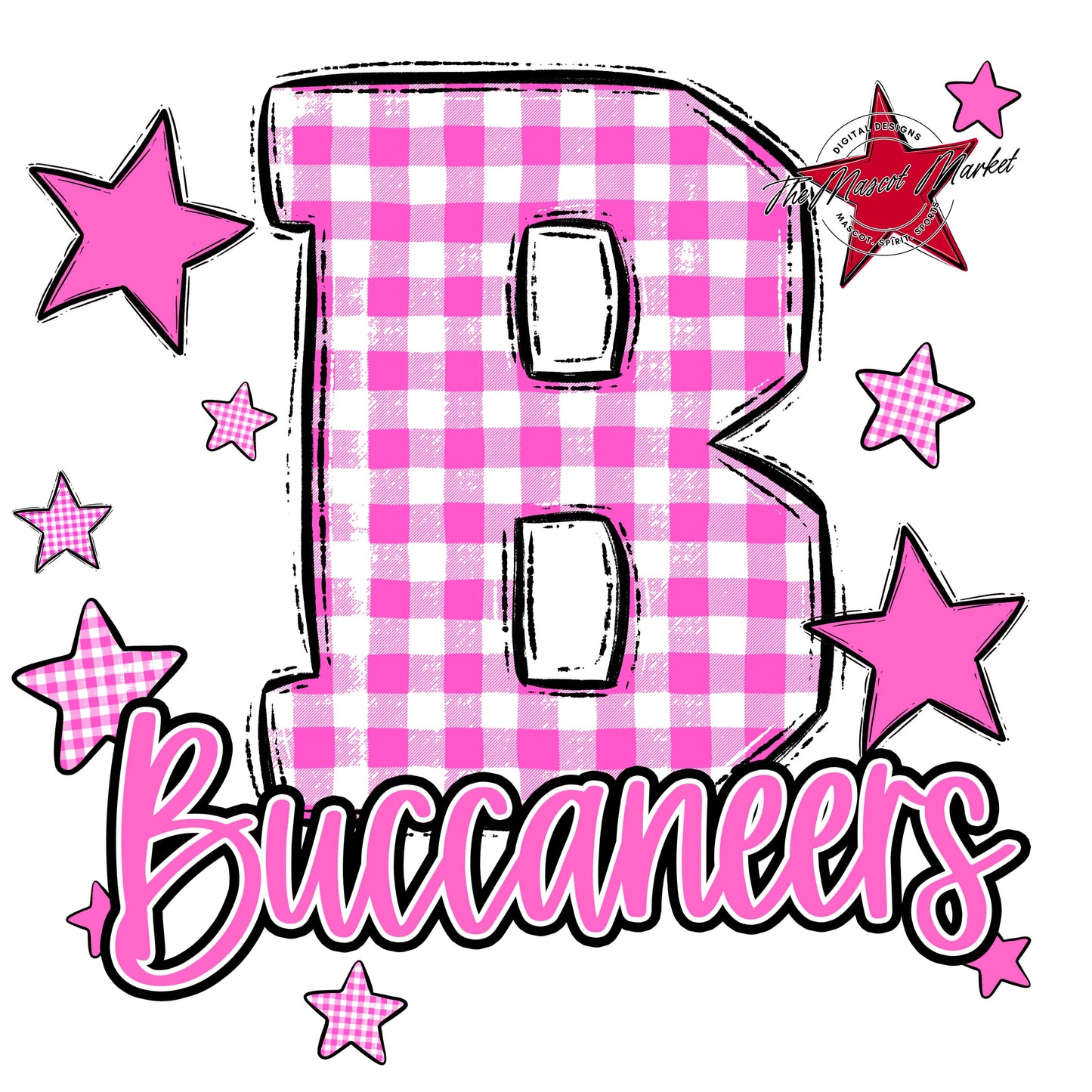 Buccaneers Plaid Star Design-Baby Pink