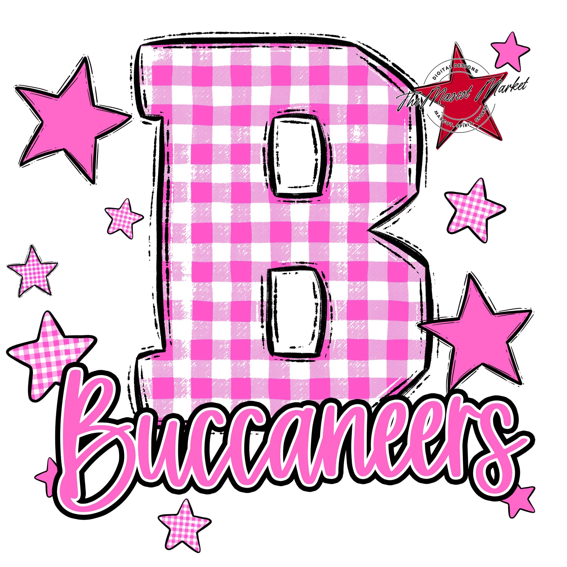 Buccaneers Plaid Star Design-Baby Pink