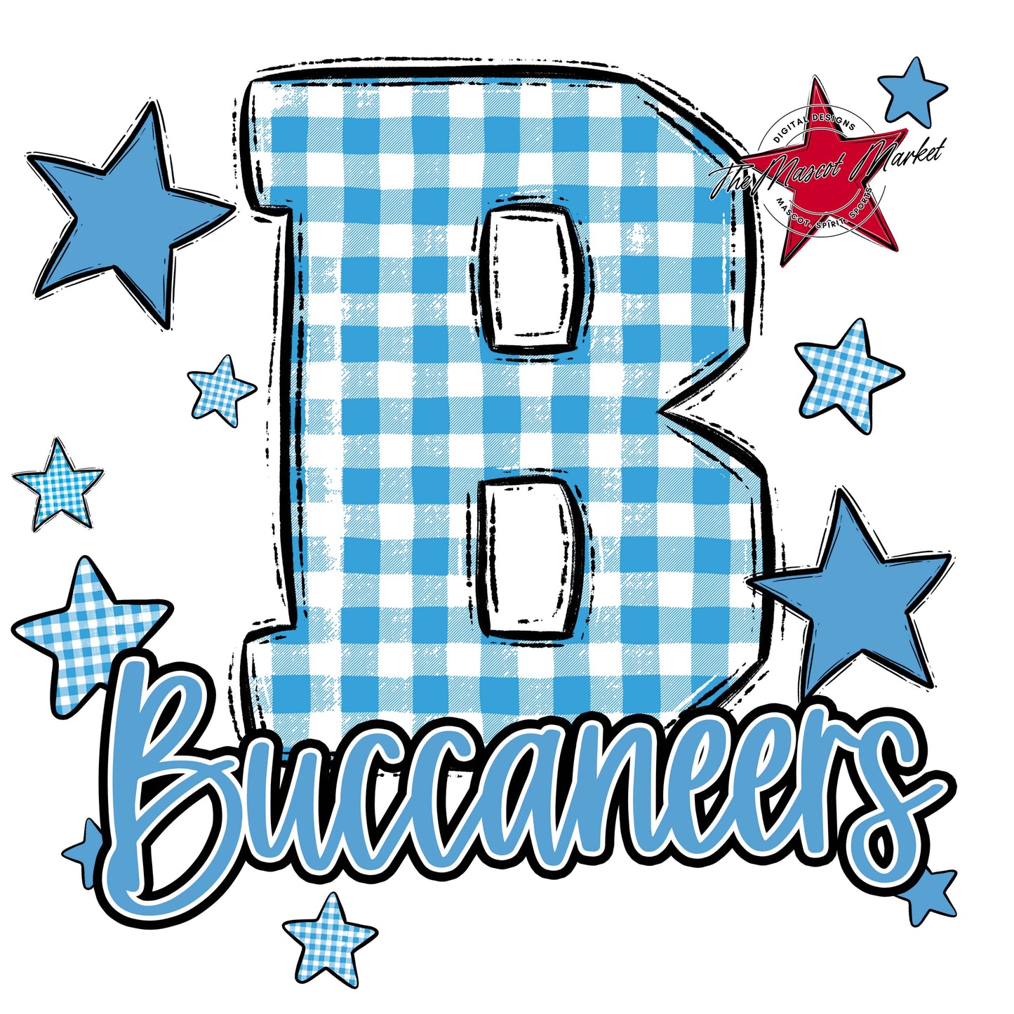 Buccaneers Plaid Star Design-Carolina Blue