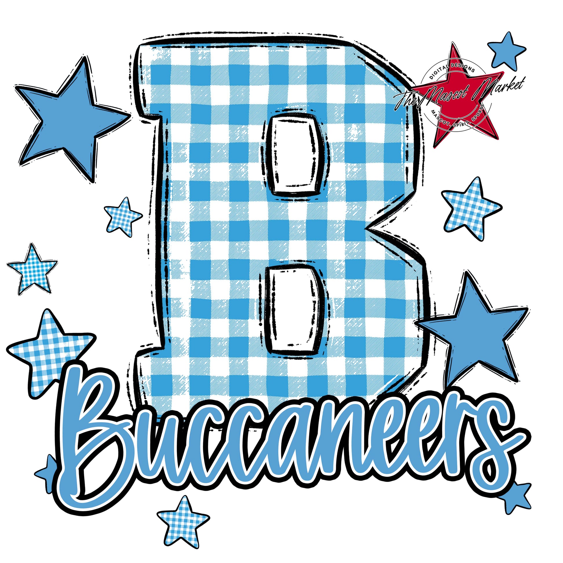 Buccaneers Plaid Star Design-Carolina Blue