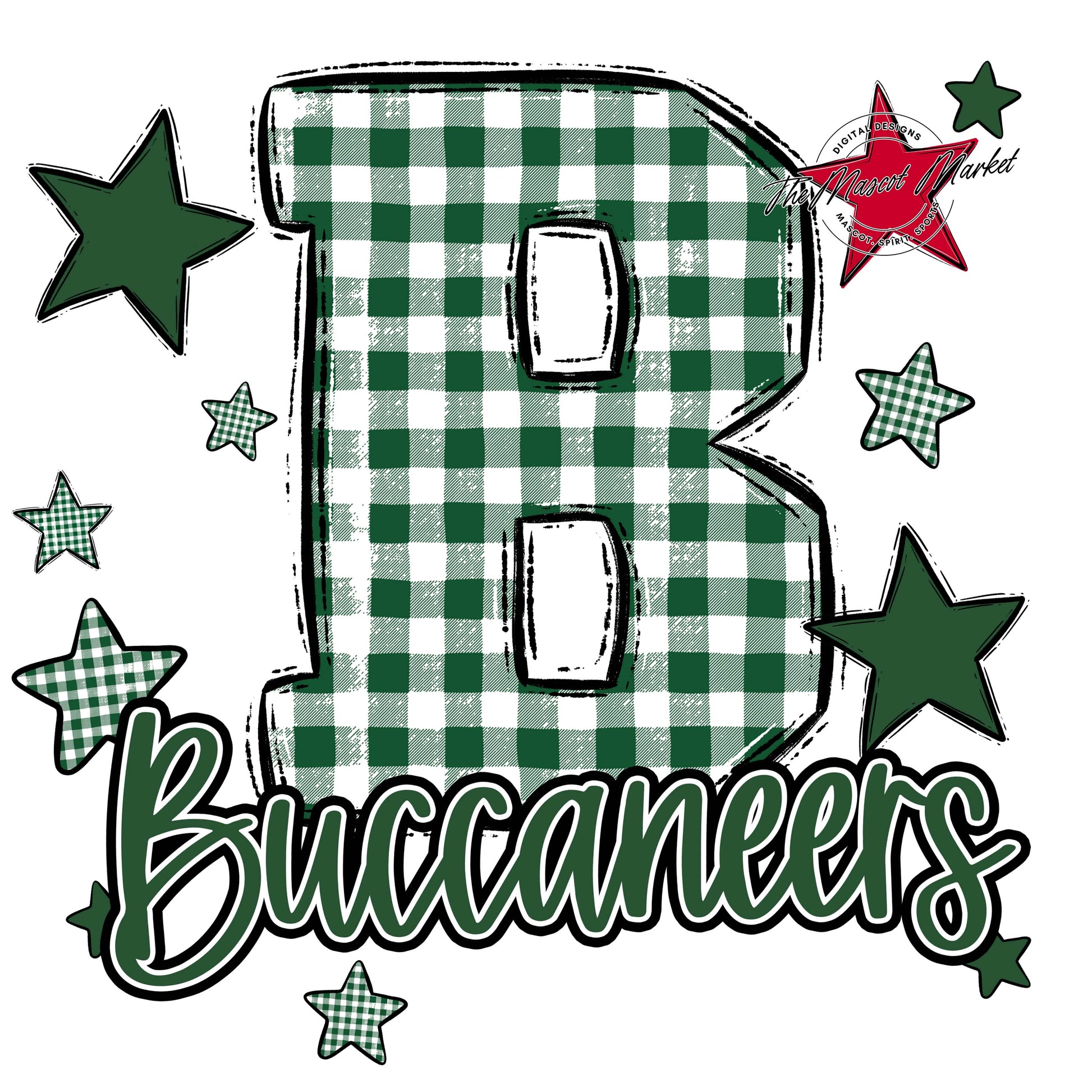Buccaneers Plaid Star Design-Green