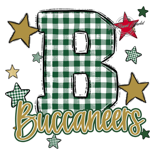 Buccaneers Plaid Star Design-Green & Gold