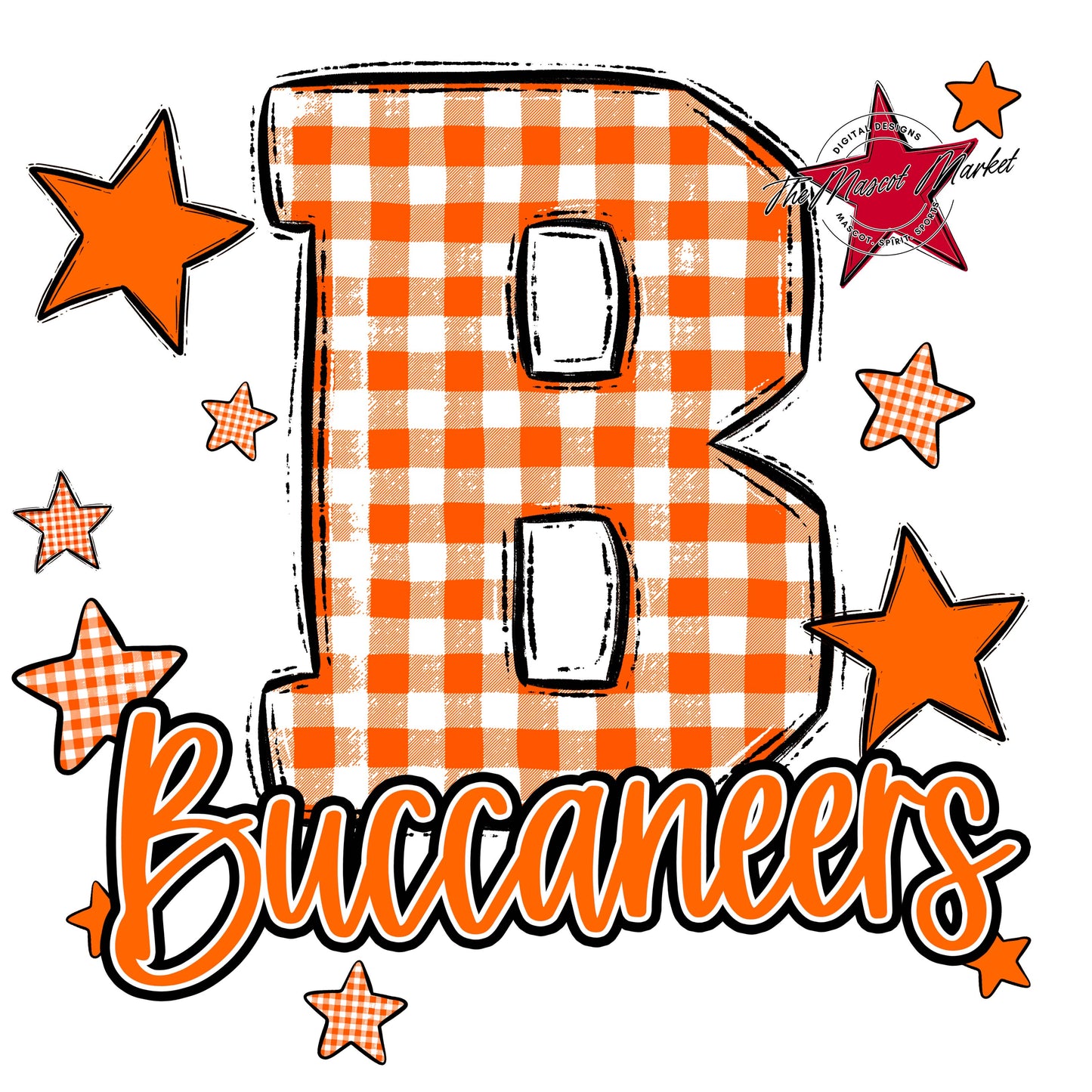 Buccaneers Plaid Star Design-Orange