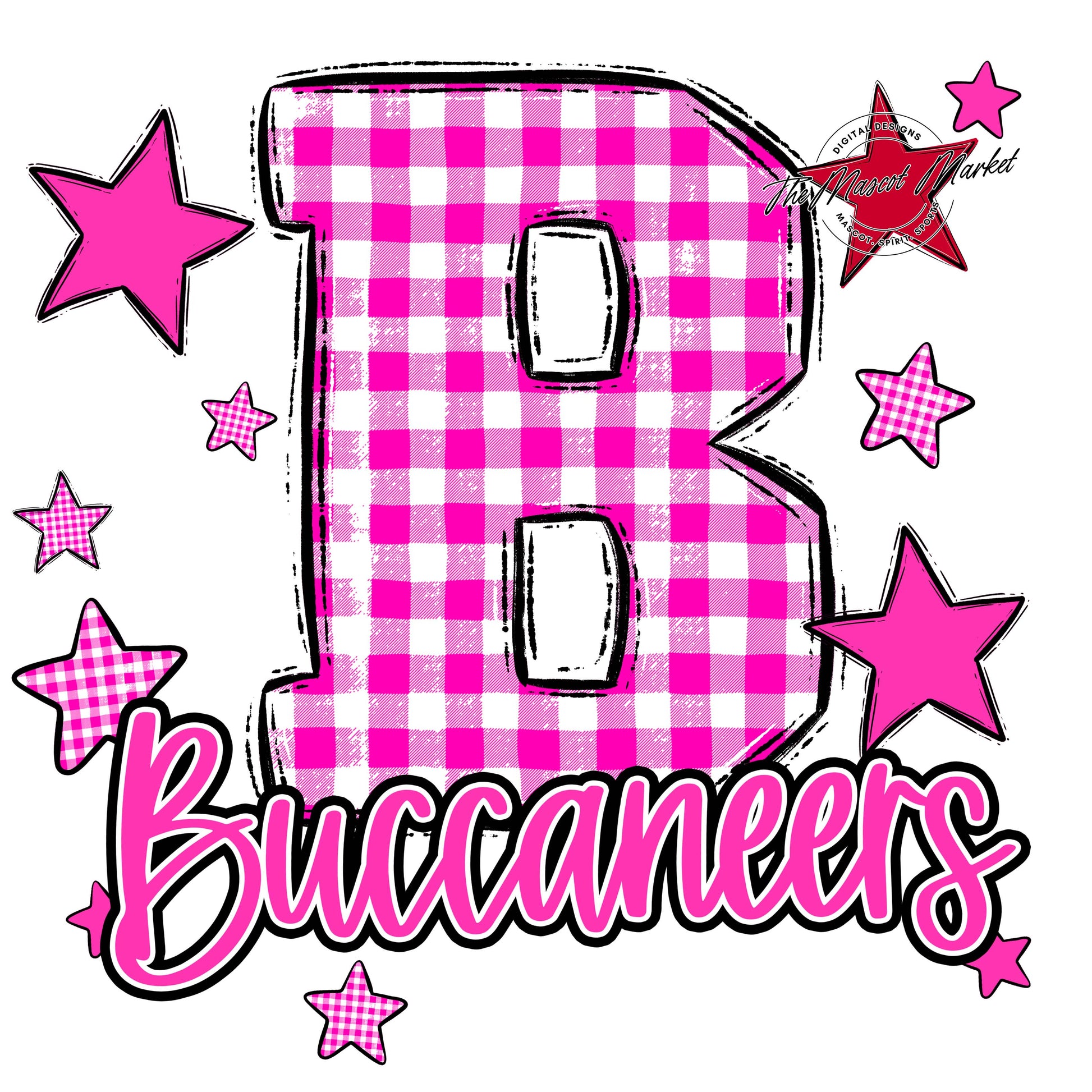 Buccaneers Plaid Star Design-Pink