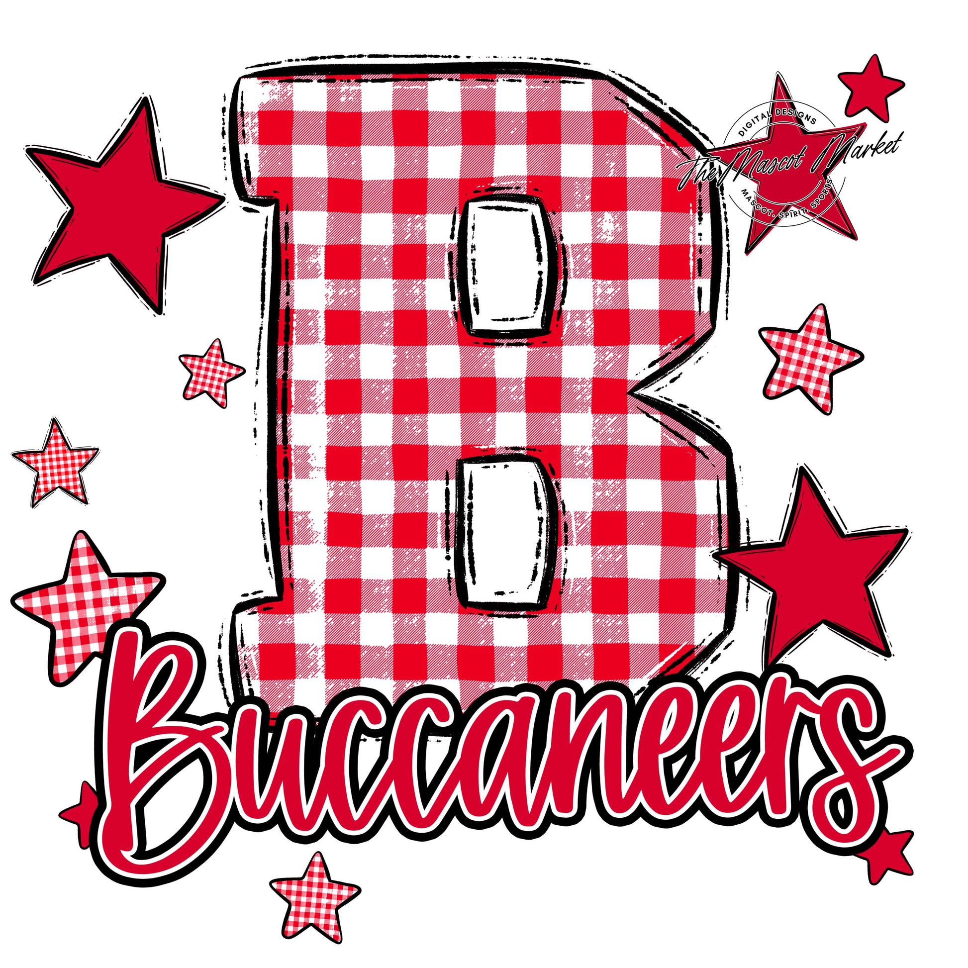 Buccaneers Plaid Star Design-Red