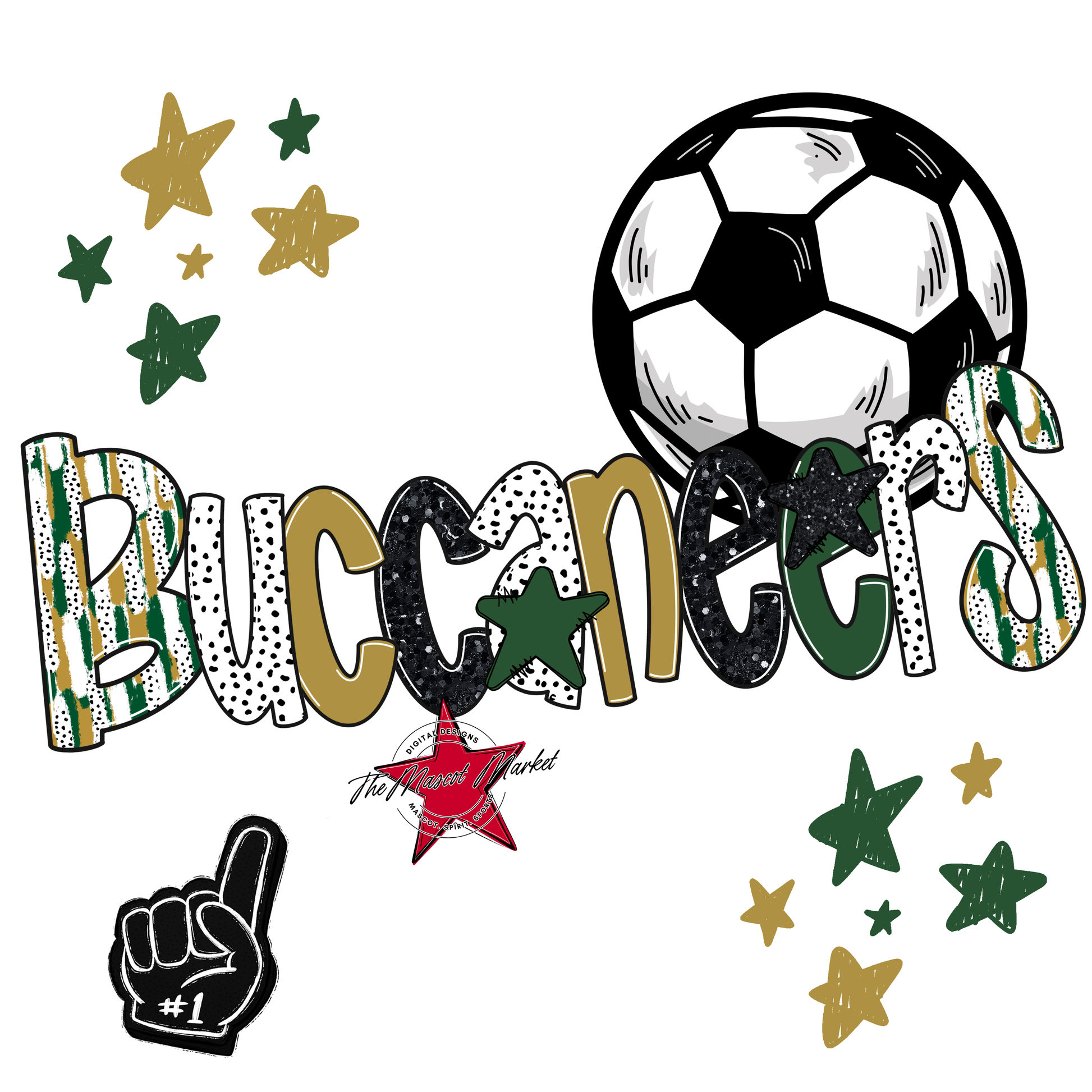 Buccaneers Soccer Scrape-Green-Gold