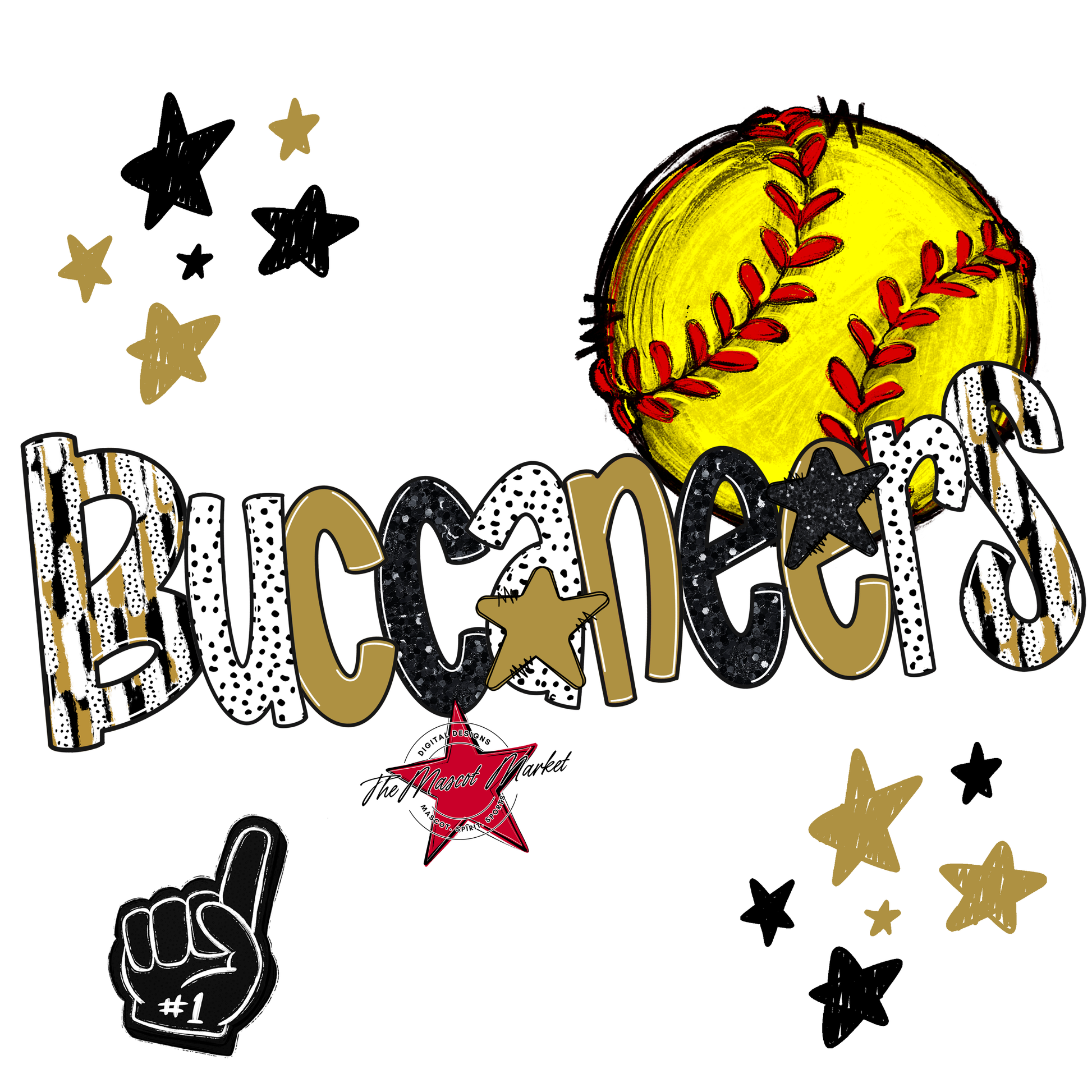 Buccaneers Softball Scrape-Gold