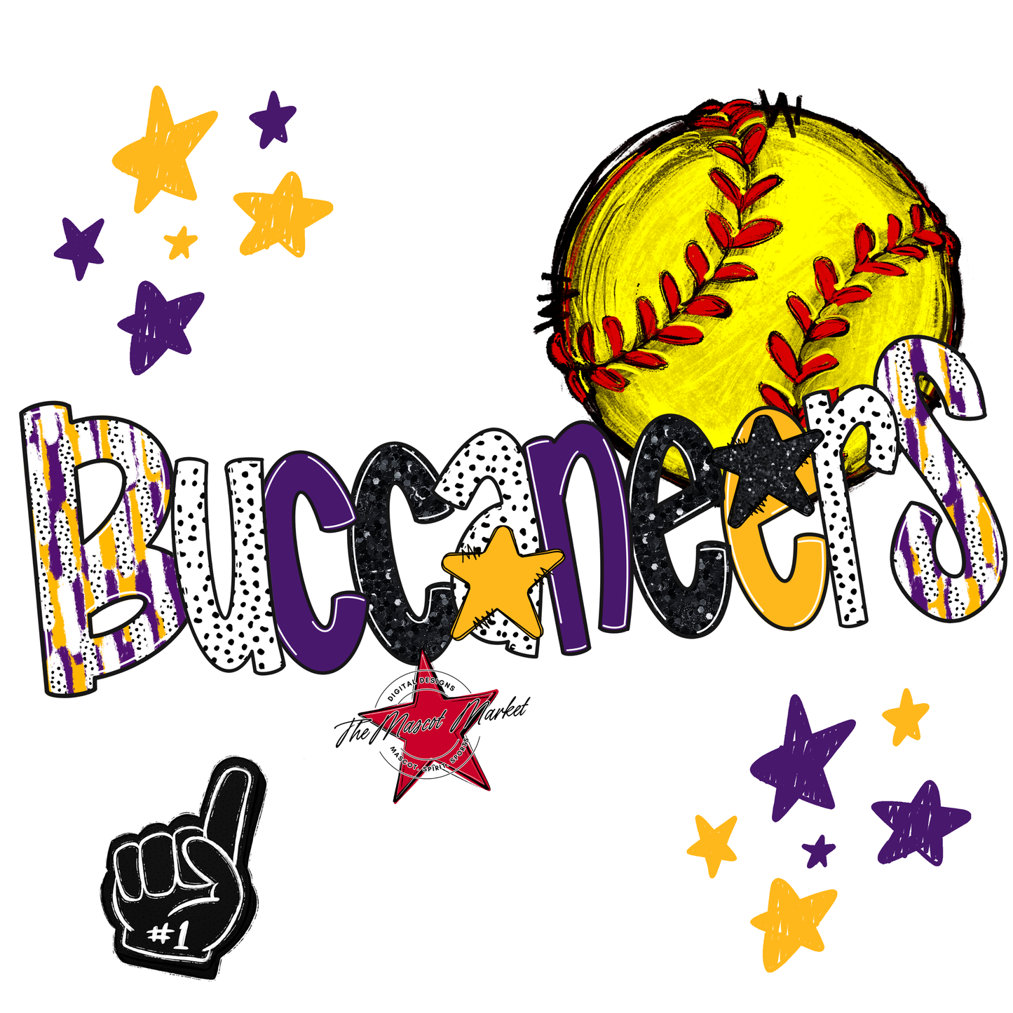 Buccaneers Softball Scrape-Purple-Yellow