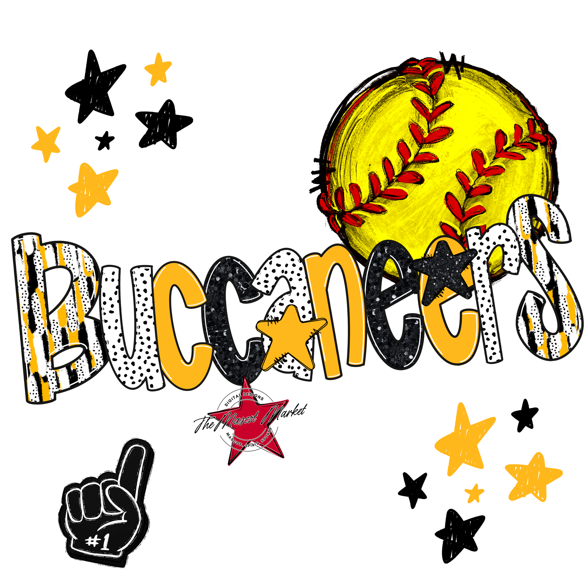 Buccaneers Softball Scrape-Yellow