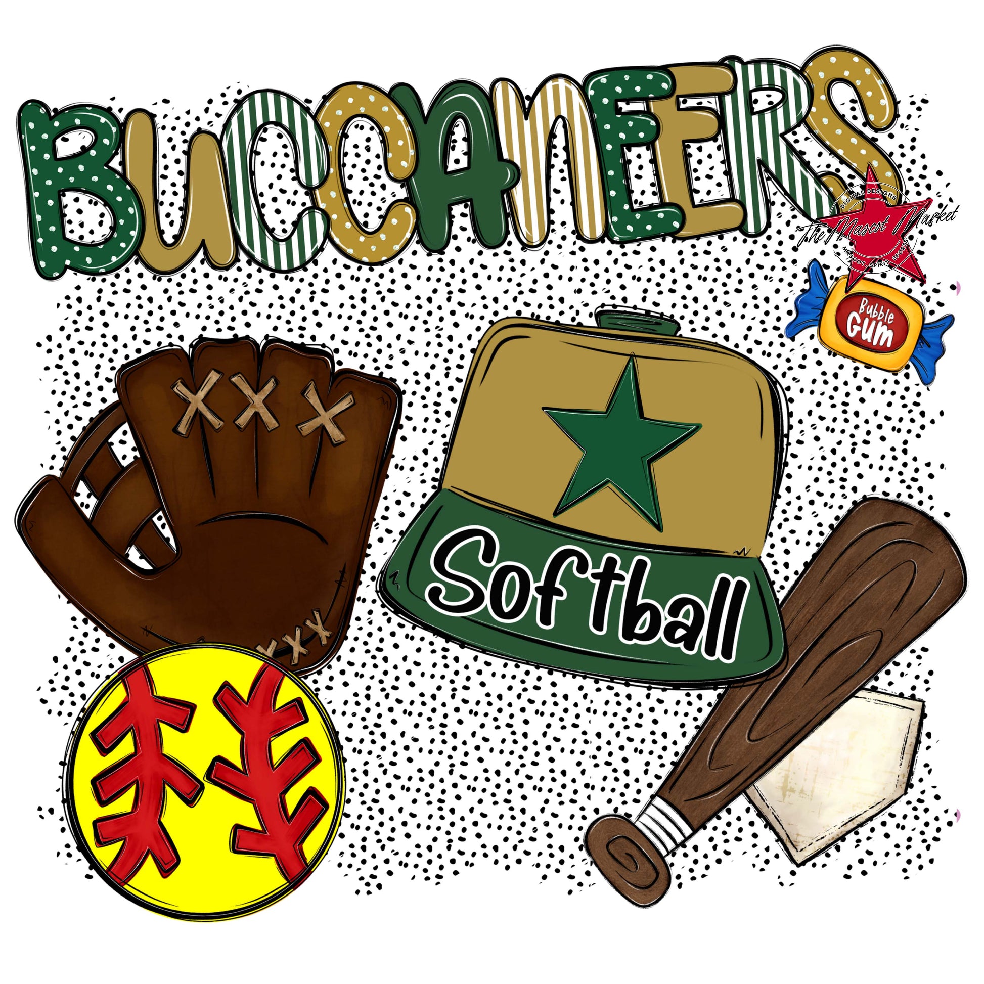Buccaneers Softball Spirit-Green & Gold