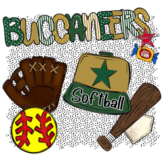 Buccaneers Softball Spirit-Green & Gold