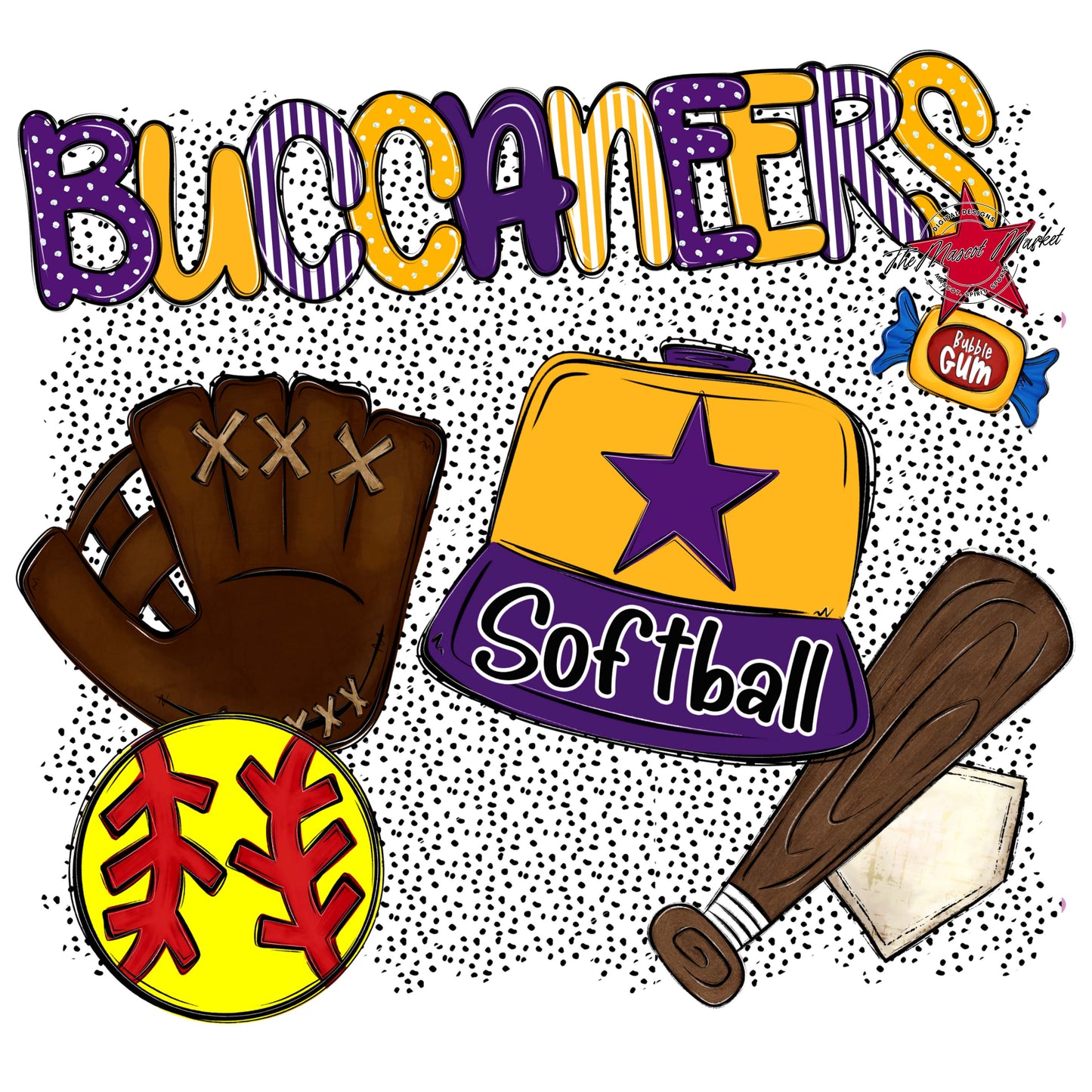 Buccaneers Softball Spirit-Purple & Yellow