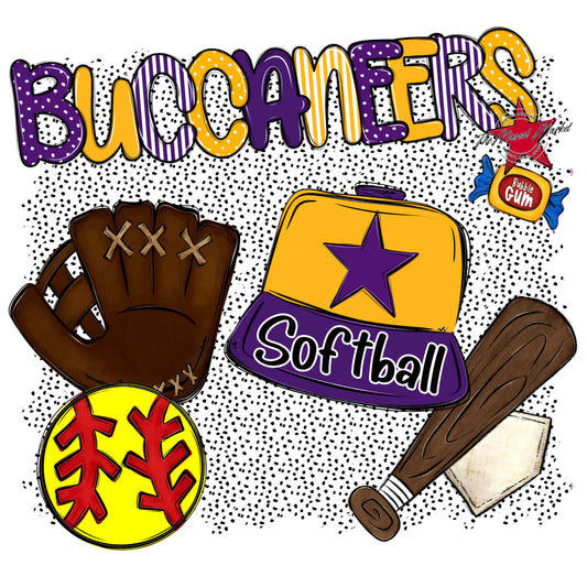Buccaneers Softball Spirit-Purple & Yellow