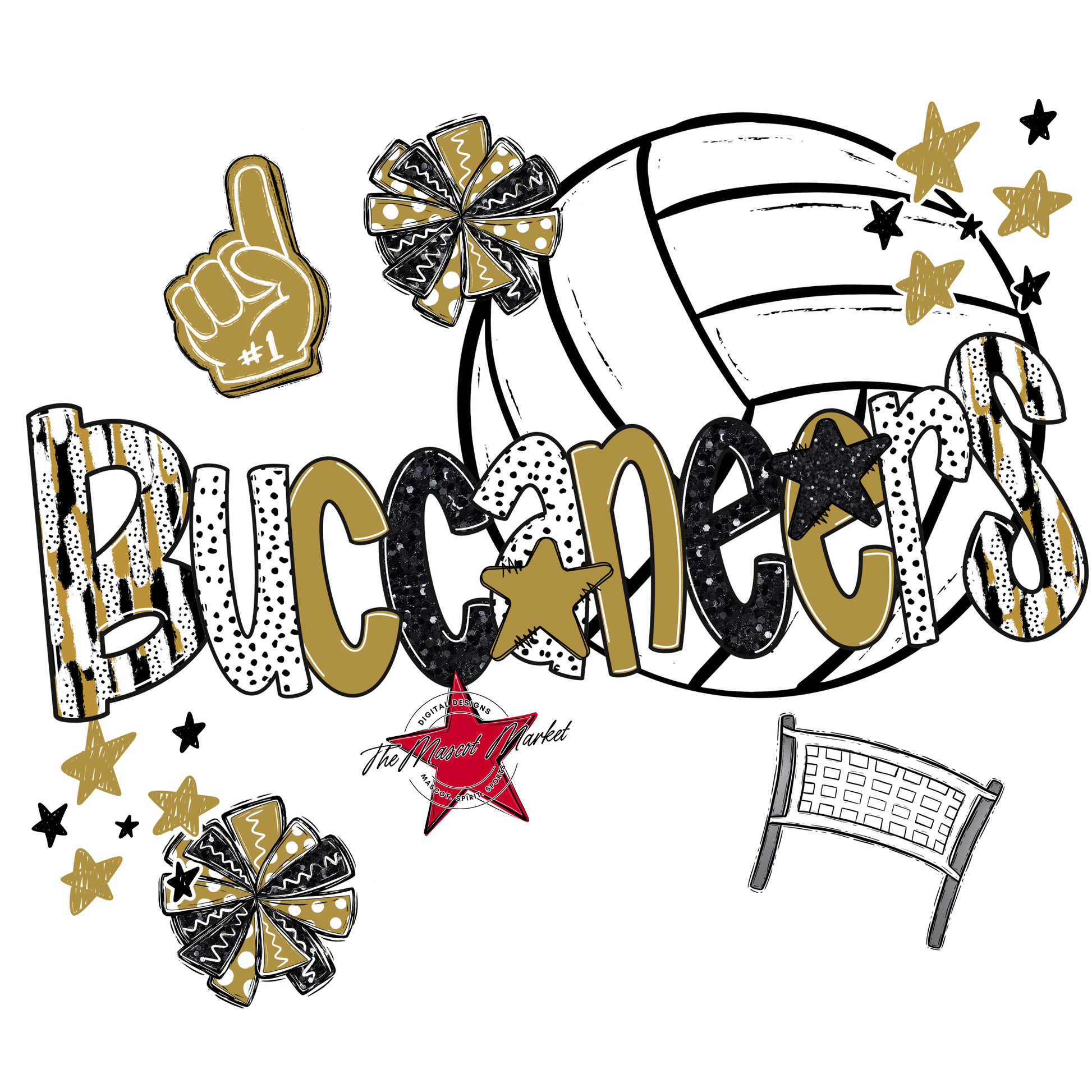 Buccaneers Volleyball Scrape-Gold